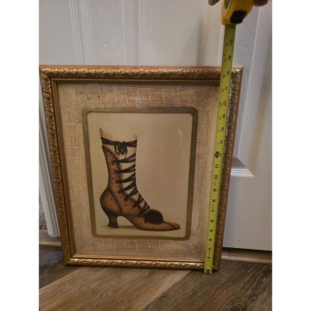 VTG Bombay Company‎ Stephanie Hoppen Victorian Boot Prints Framed Pair Wall Art - Picture 9 of 10